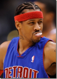 4 January 2009: Detroit Pistons guard Allen Iverson (1) during a game against the Los Angeles Clippers during game in Los Angeles CA.